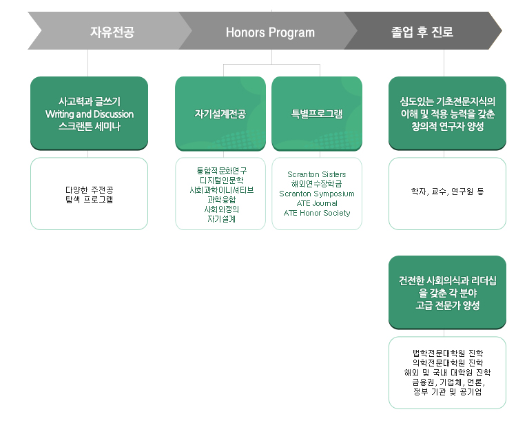 스크랜튼학부 자유전공 교육과정 도식이미지